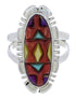 Authentic Southwestern Silver Multicolor Ring Size 8-3/4 TX38024